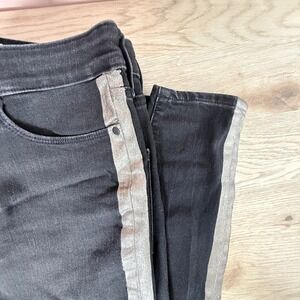 Athleta Sculptek High Rise Jeans Black Metallic Silver Stripe Womens 8 indie